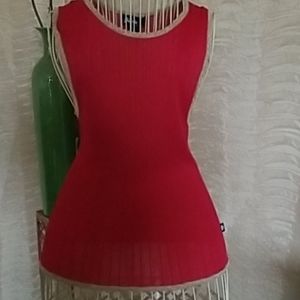 Bisou red and gold dressy tank top
